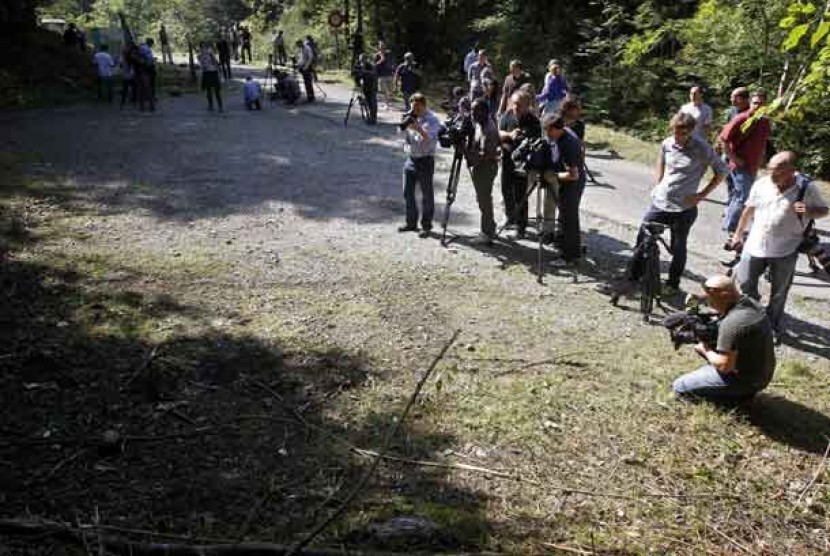   Lokasi pembunuhan di pegunungan Alps, Jumat (7/9).