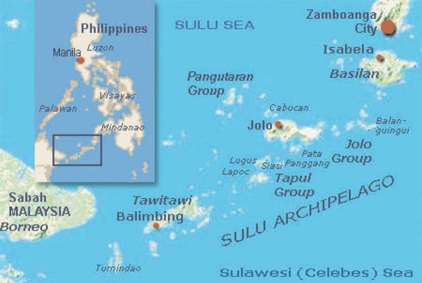 Lokasi Provinsi Sulu di Filipina, sarang gerilyawan lokal Abu Sayyaf