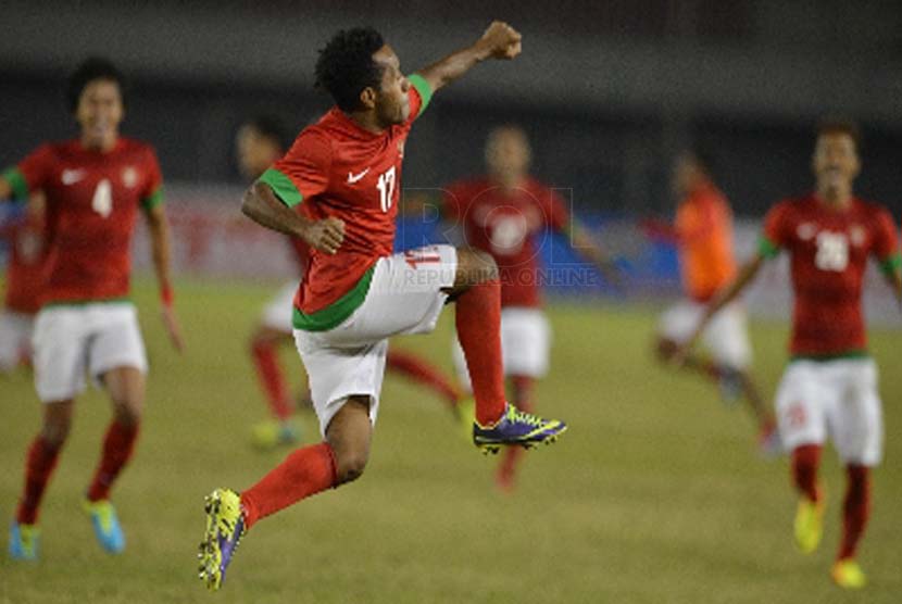 luapan bahagia pesepak bola Timnas