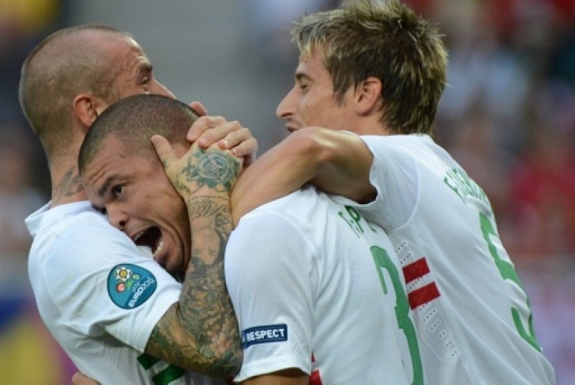 Luapan emosi Pepe usai mencetak gol pembuka bagi Portugal ke gawang Denmark.