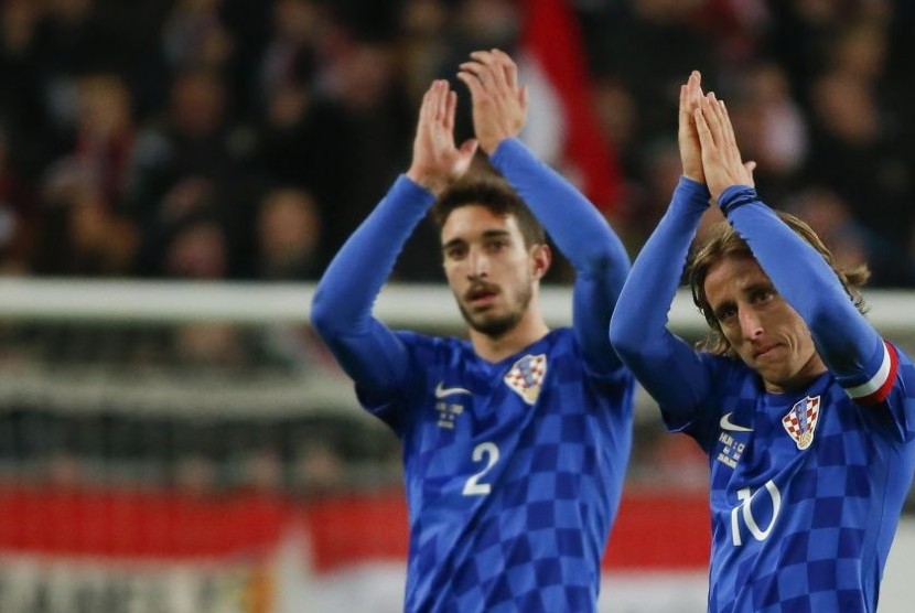 Luka Modric usai laga persahabatan antara Kroasia vs Hungaria. Skor berakhir imbang 1-1, Ahad (27/3) dini hari.