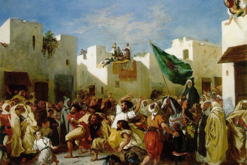 Lukisan Fanatics of Tangier karya Delacroix di abad awal abad 19.