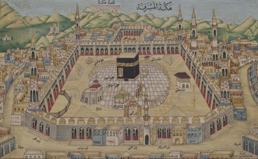 Lukisan Masjidil Haram dari masa akhir abad ke-19.