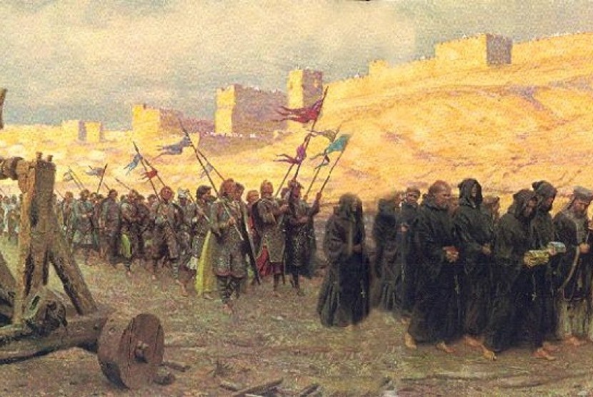 Lukisan para pasukan Salib yang berangkat dari sejumlah negara di Eropa . 