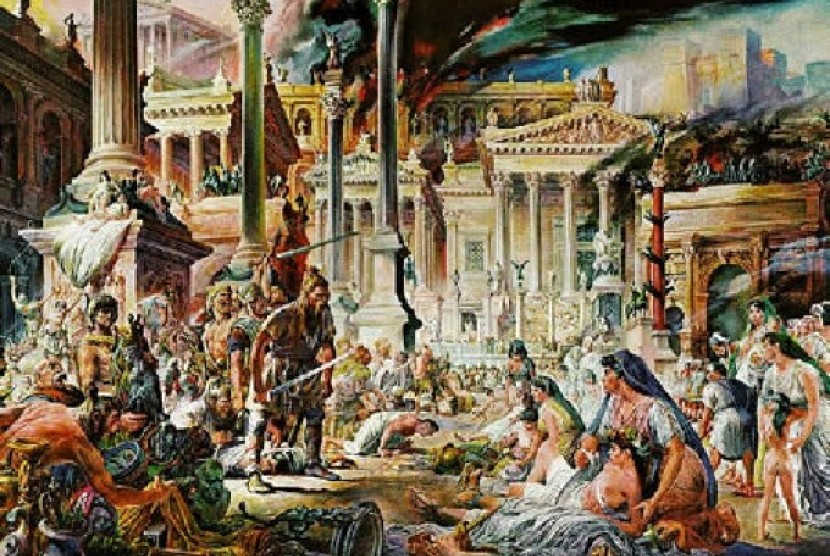 Lukisan penjarahan kota Roma oleh suku bangsa Vandal di abad ke 5