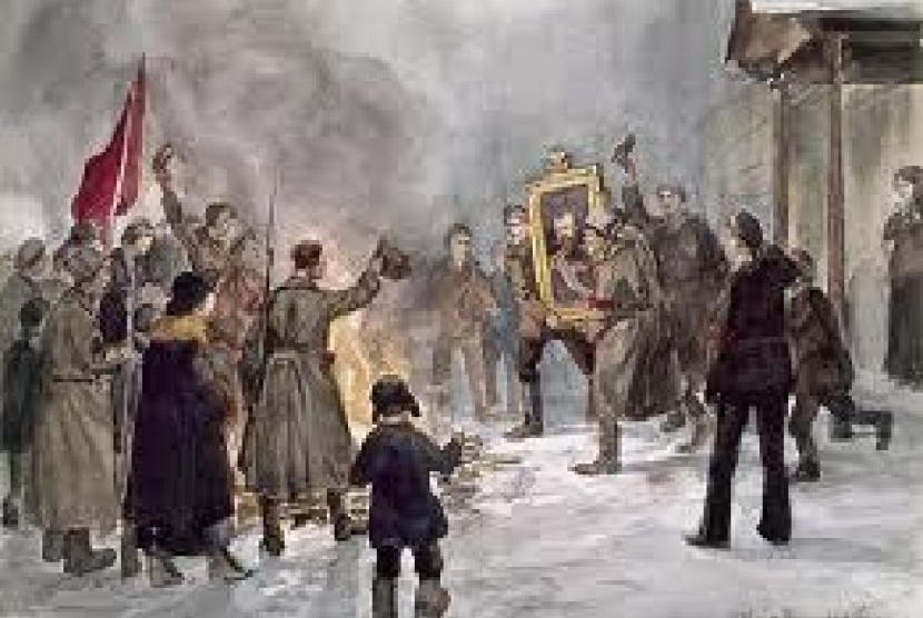 Lukisan saat Revolusi Rusia terjadi, keluarga Tsar Rusia dibunuh 