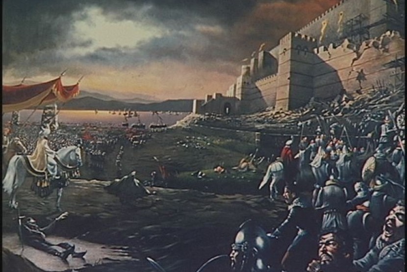 Lukisan saat Sultan Muhammad al-Fatih merebut kota Konstantinopel (Ilustrasi). Nabi Muhammad SAW sampaikan nubuat Konstantinopel akan ditaklukkan Islam  