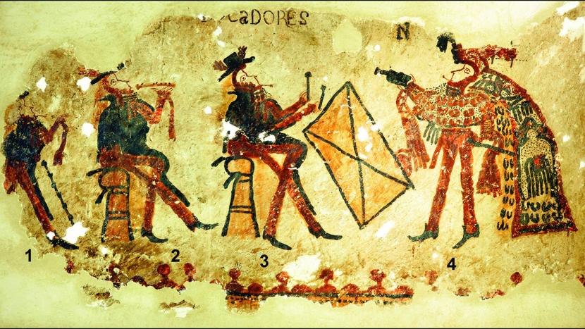 Lukisan yang diduga bercerita soal tarian lawas bangsa Maya.