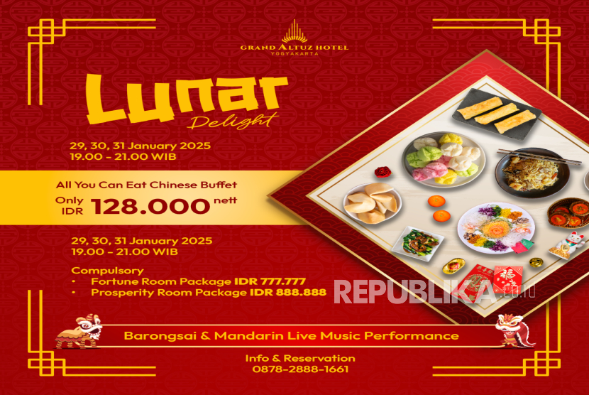 Lunar Delight: Chinese New Year Dinner yang akan berlangsung di Grand Altuz Seturan pada 29,30, dan 31 Januari 2025.