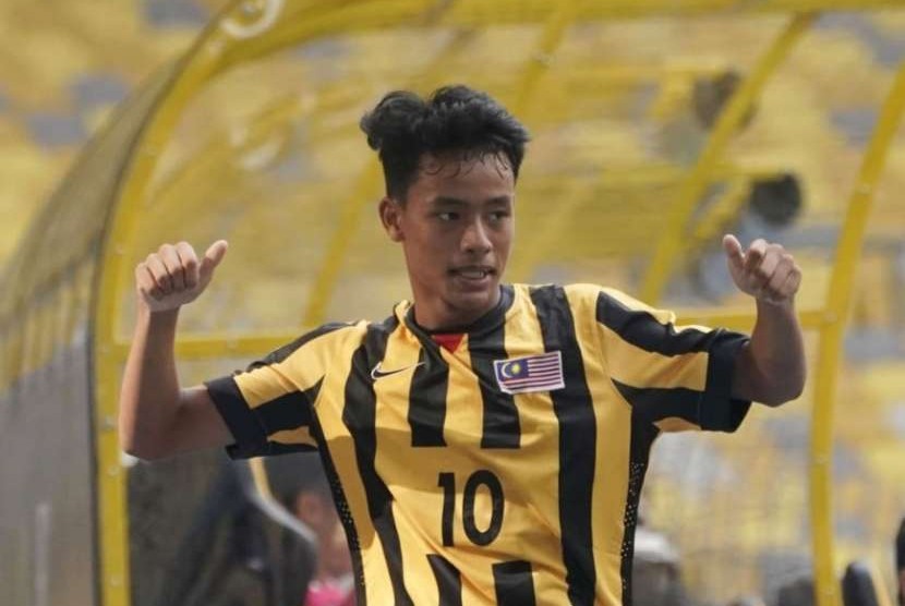 Luqman Hakim Shamsudin, penyerang Malaysia yang mencetak empat gol ke gawang Tajikistan.