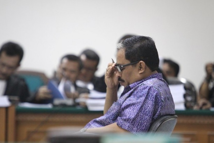 Luthfi Hasan Ishaaq saat di persidangan, di Pengadilan Tindak Pidana Korupsi, Jakarta.
