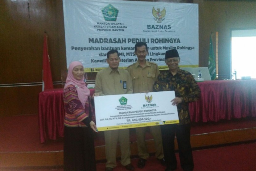 Madrasah se-Provinsi Banten menyalurkan donasi yang terhimpun sebesar Rp 630.454.300 itu melalui Badan Amil Zakat Nasional (Baznas).