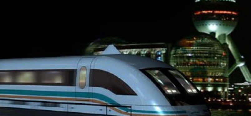 Maglev, melintas di kota Shangai, Cina