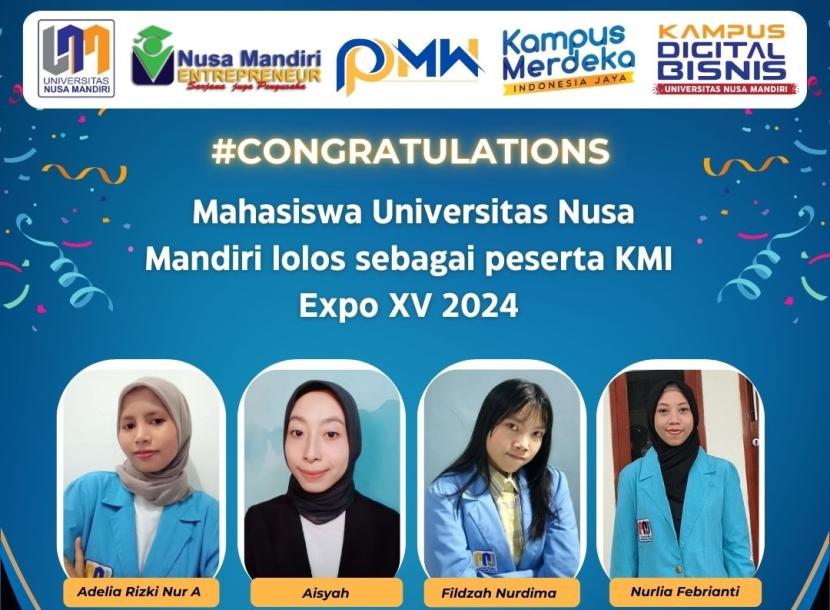 Mahasiswa Nusa Mandiri lolos ke KMI Expo XV 2024.