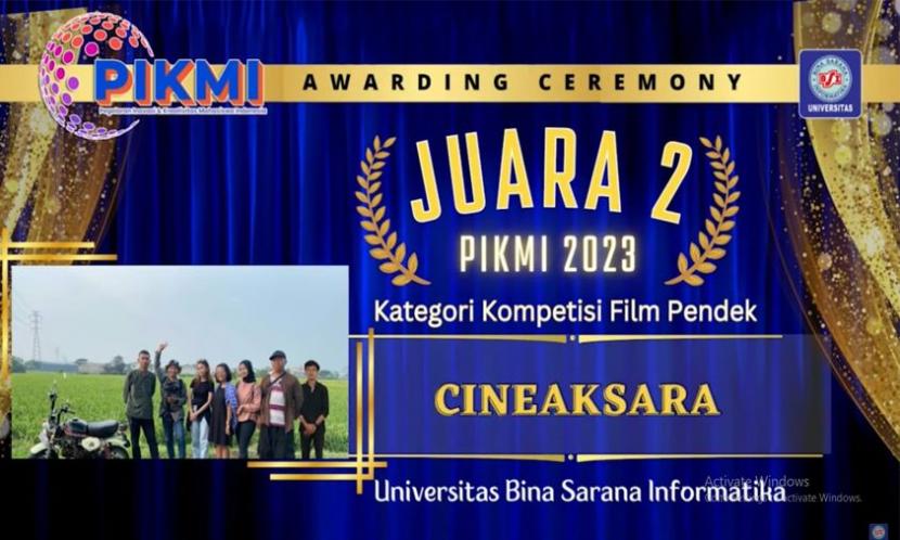 Mahasiswa Program Studi (Prodi) Sistem Informasi Akuntansi (SIA) Universitas BSI (Bina Sarana Informatika) kampus Solo berhasil meraih juara 2 diajang kompetisi PIKMI (Pegelaran Inovasi & Kreativitas Mahasiswa Indonesia) kategori Film Pendek.