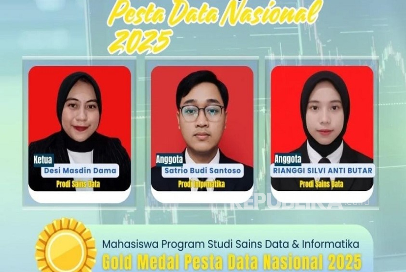 Mahasiswa UNM Desi Masdin Dama sebagai ketua, bersama dua rekannya Satrio Budi Santoso dan Rianggi Silvi Anti Butar meraih Gold Medal dalam ajang Pesta Data Nasional 2025.