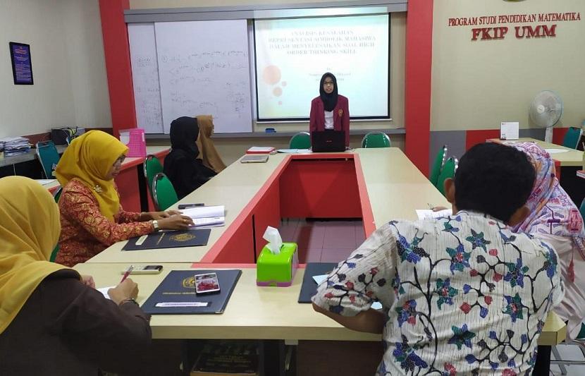 Mahasiswi Program Studi Pendidikan Matematika Universitas Muhammadiyah Malang (UMM), Anggia Putri Aliyanti menyelesaikan skripsi di semester enam. 