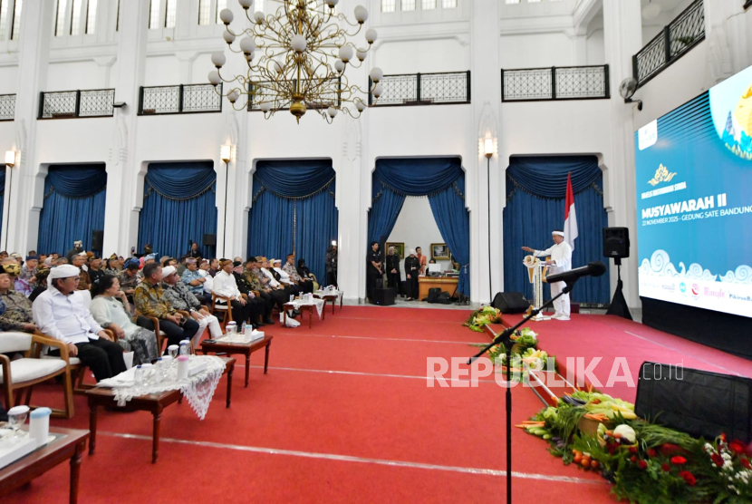 Majelis Musyawarah Sunda (MMS) menyampaikan Manifesto MMS dalam Musyawarah Tahunan ke-II di Gedung Sate, Sabtu (22/11/25).