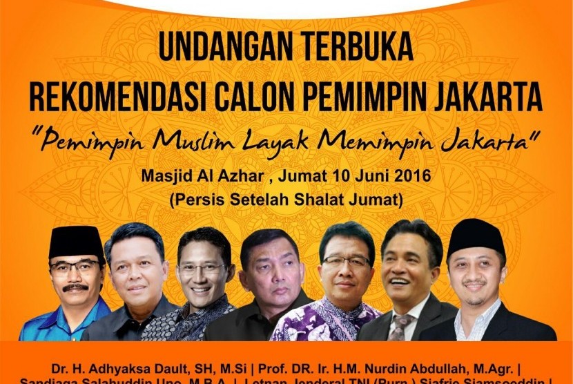 Majelis Pelayan Jakarta (MPJ) memberikan rekomendasi tujuh bakal calon gubernur DKI Jakarta dari kalangan pemimpin Muslim.