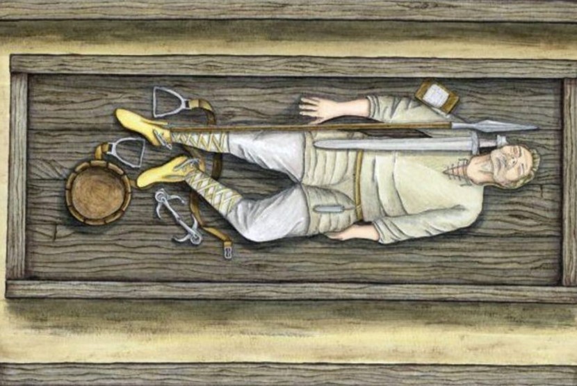 Makam laki-laki yang kemungkinan berprofesi sebagai prajurit. ilustrasi