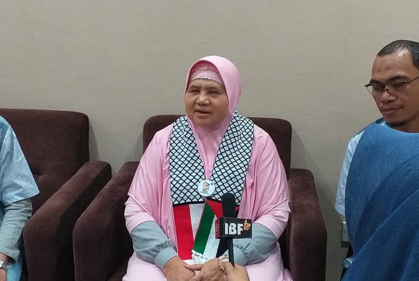 Mamah Dedeh di acara IBF 2019 di JCC, Senayan, Jakarta, Jumat (1/3)