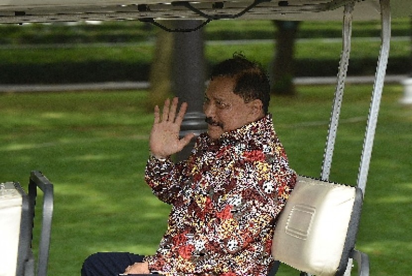Mantan kepala BIN AM Hendropriyono menemui Presiden Jokowi di Istana Merdeka, Selasa (21/10).