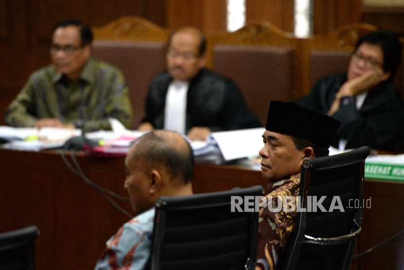 Suasana sidang kasus dugan korupsi pengadaan proyek KTP Elektronik untuk terdakwa Irman dan Sugiharjo di Pengadilan Tipikor, Jakarta