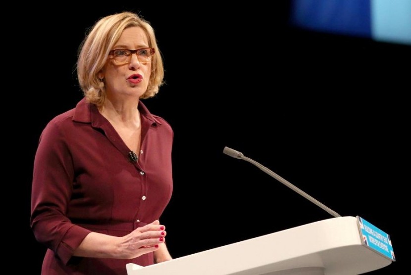 Mantan menteri dalam negeri Inggris Amber Rudd yang mengundurkan diri karena skandal imigrasi.