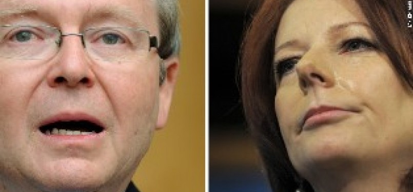 Mantan Menteri Luar Negeri Australia, Kevin Rudd (kiri), dan Perdana Menteri Julia Gillard (kanan)