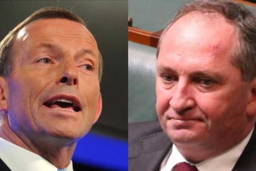 Mantan PM Australia Tony Abbott dan Wakil Perdana Menteri Barnaby Joyce.