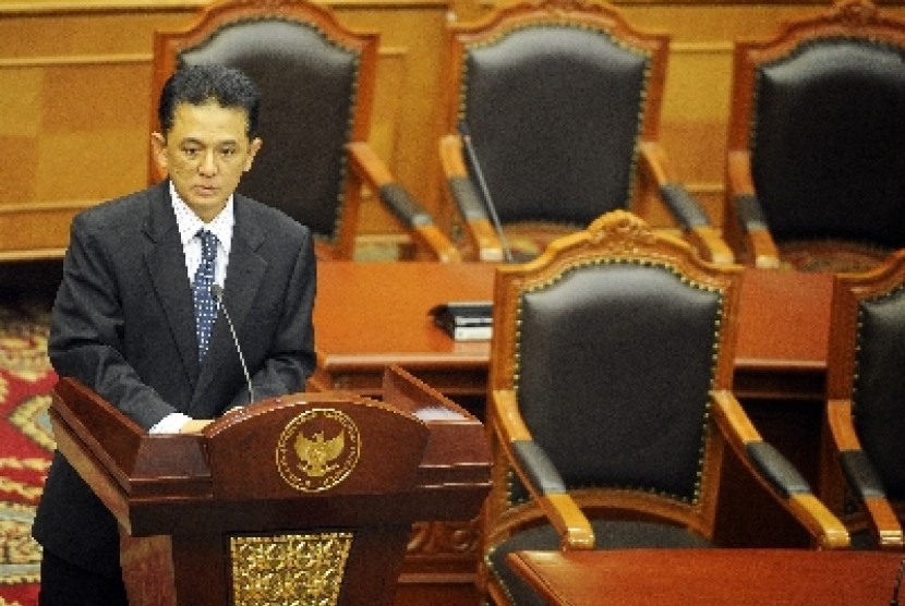 Mantan wakil ketua KPK Chandra M Hamzah di sidang UU 12/2008 di gedung MK, Jakarta, Kamis (22/12). 