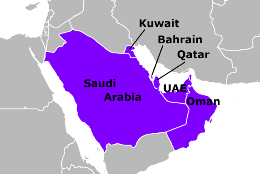 Map indicates the members of Gulf Cooperation Council  or GCC (illustration)