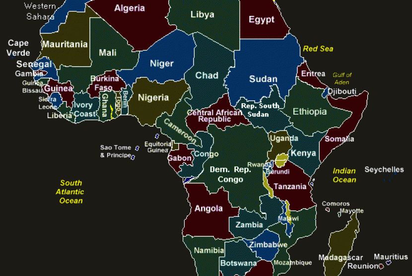 Map of African continent  