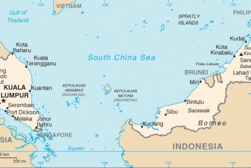 Map of Malaysian waters and Indonesia