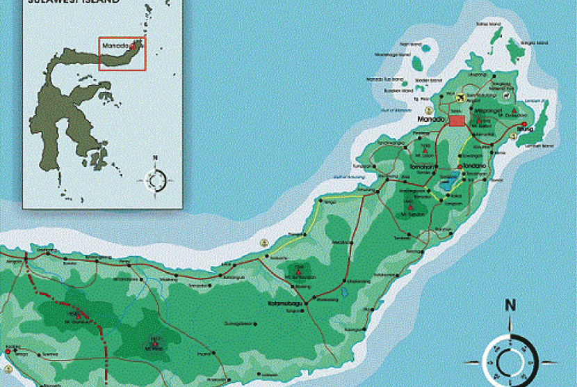 Map of Manado and North Sulawesi