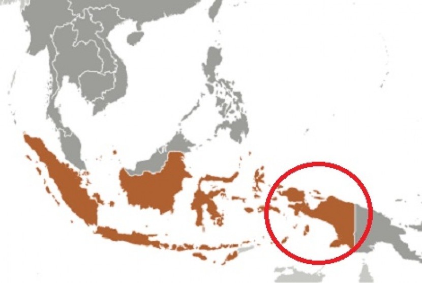 Map of Papuan and West Papuan provinces in Indonesia (red circle)