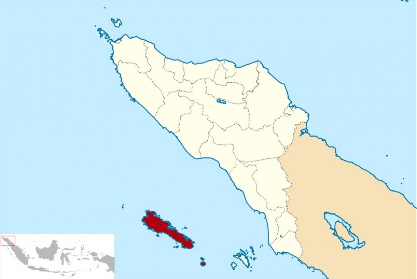 Map of Simeuleu Island (in red) in Province of Aceh