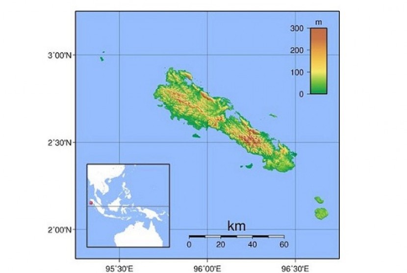 Map of Simeulue Island in Aceh