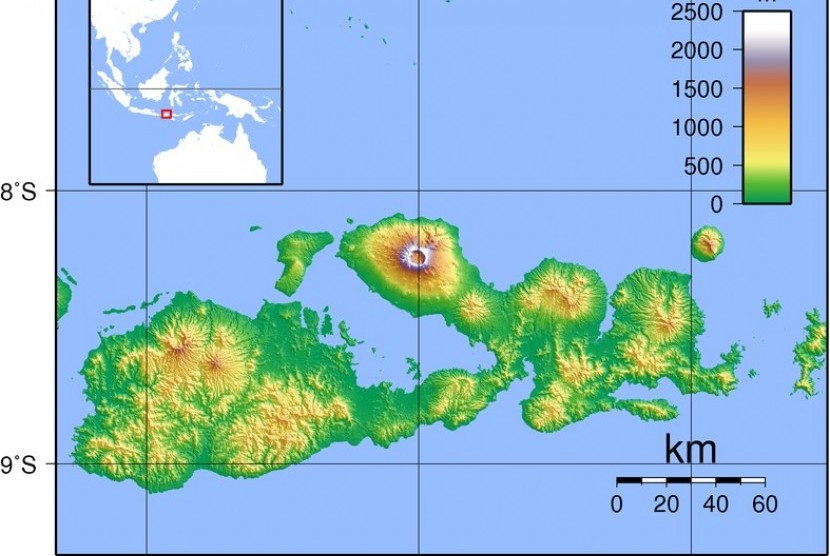 Map of Sumbawa island in West Nusatenggara