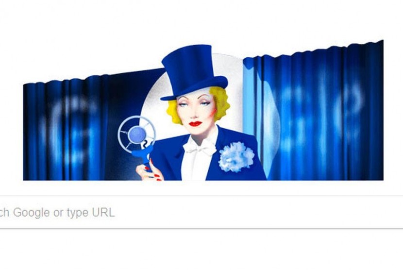 Marlene Dietrich tampil di Google Doodle hari ini. 