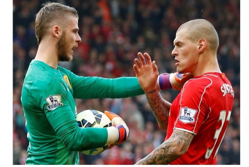 Martin Skrtel (kanan) dan David De Gea