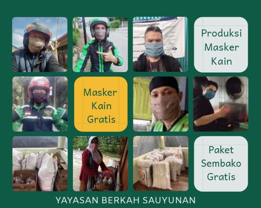 Masker kain untuk dhuafa produksi Yayasan Berkah Sauyunan Bandung.