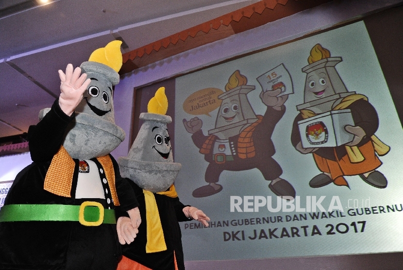 Maskot Pilkada DKI Jakarta siap menyambut Penyelenggara Pemilihan Gubernur dan Wakil Gubernur DKI Jakarta Tahun 2017