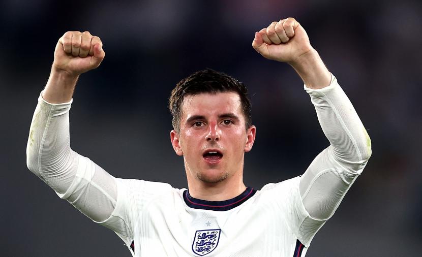 Mason Mount saat memperkuat Inggris di Euro 2020. Mount kemungkinan absen saat Inggris menghadapi Albania pada Kualifikasi Piala Dunia 2022.