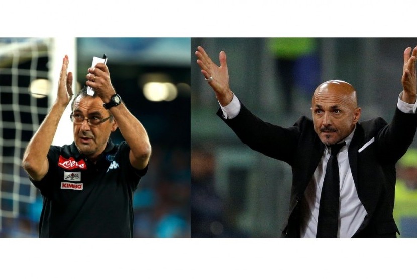 Maurizio Sarri (kiri) dan Luciano Spalletti