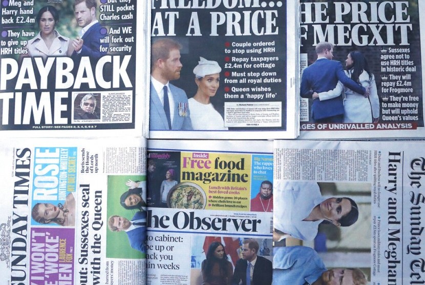 Media Inggris memberitakan keputusan Ratu Elizabeth terkait keinginan mundur Harry dan Meghan.