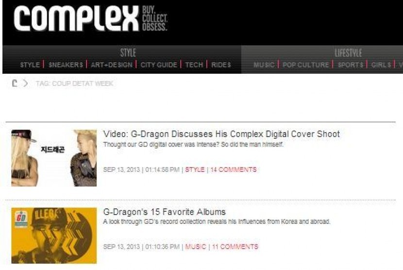 Media US yang membahas K-pop, Complex membahas semua tentang G Dragon