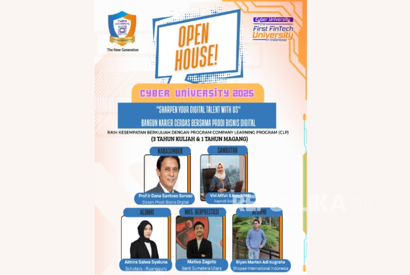 Melalui acara Open House, Cyber University pada Rabu (18/6/2025) ini akan memperkenalkan lebih dalam Prodi Bisnis Digital.