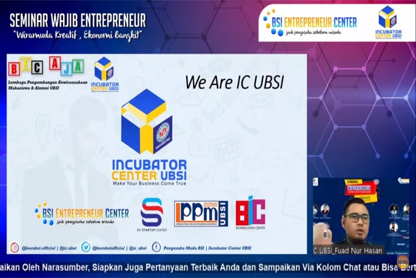 Melalui Incubator Center (IC UBSI) yang diselenggarakan oleh BSI Entrepreneur Center (BEC), BIC turut andil dalam kegiatan seminar entrepreneur dengan tema Wiramuda Aktif, Ekonomi Bangkit.