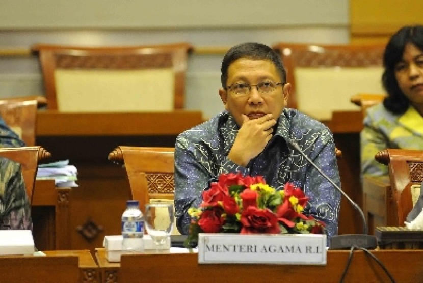 Menag Lukman Hakim Saifuddin melakukan rpaat kerja di Komisi VIII DPR, Jakarta, Rabu (11/2). 
